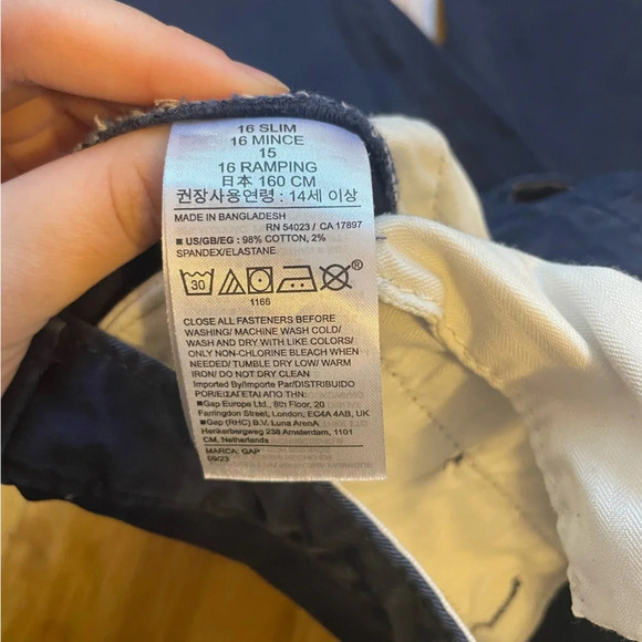 4/$25 Gap Kids Boys Navy Blue Uniform Chino Pants Size 16 Slim - Picture 6 of 9